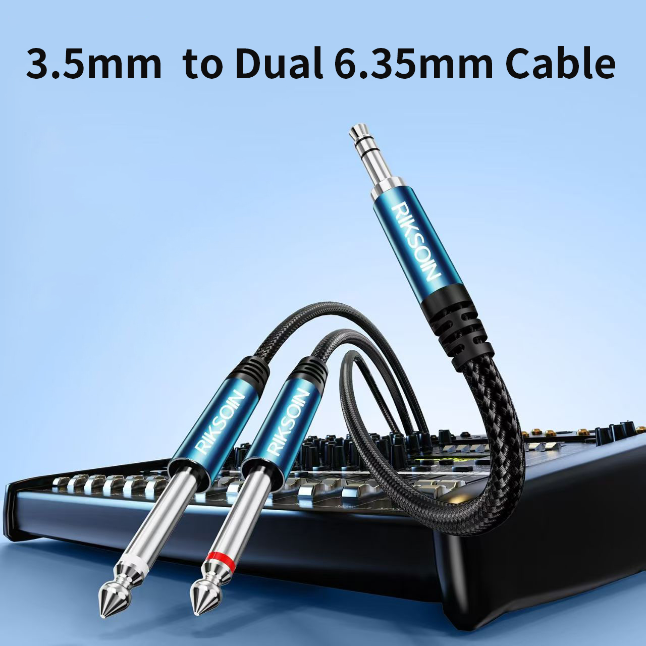 Audio Splitter Y - 3.5mm TRS-듀얼 6.35mm TS 분배 케이블,