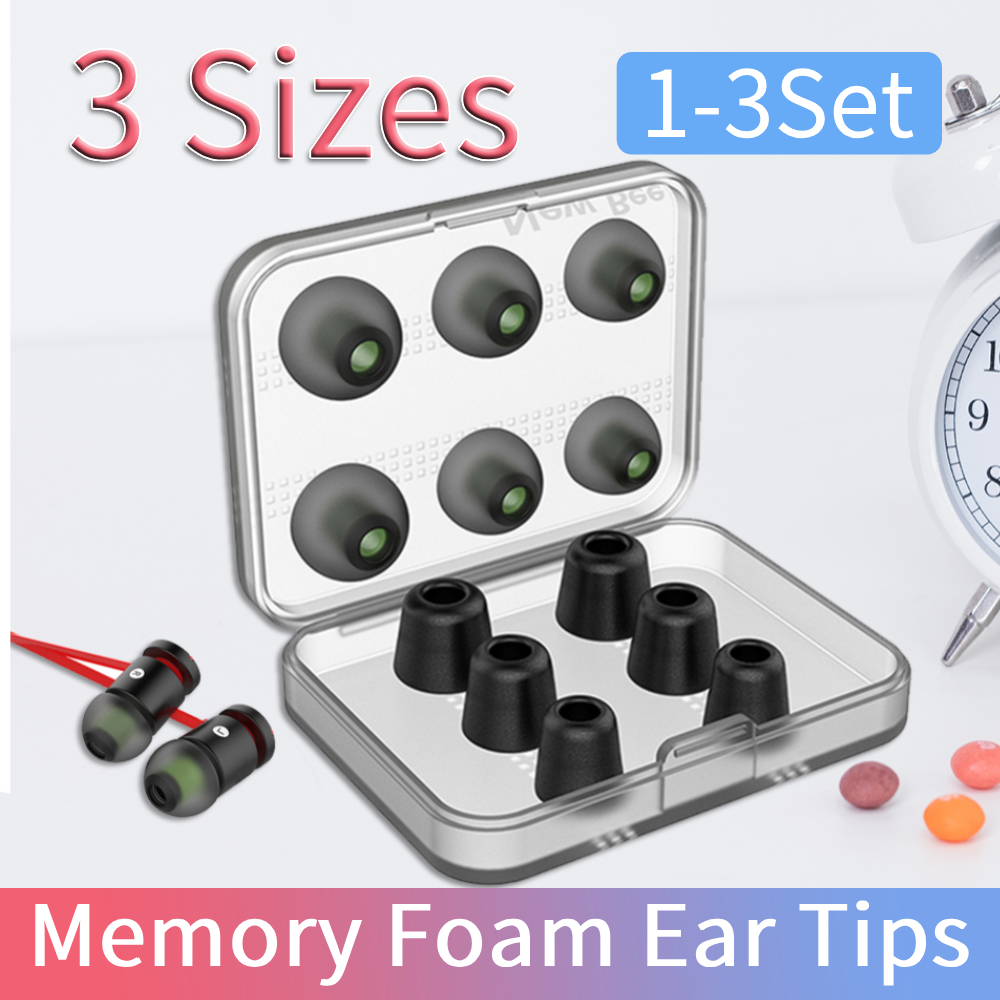 Earphone Foam Tip - 1-3세트 메모리폼 이어팁 (케이스 포함) 소음