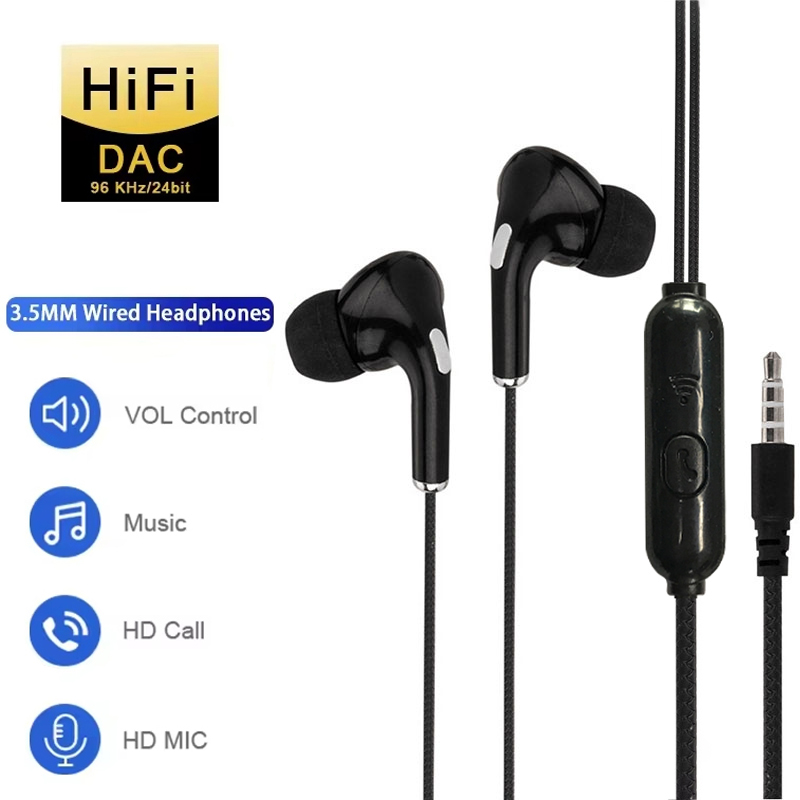 Wired Earphone Mic - 3.5mm 유선 이어폰, 스포츠용, 노이즈 캔슬링