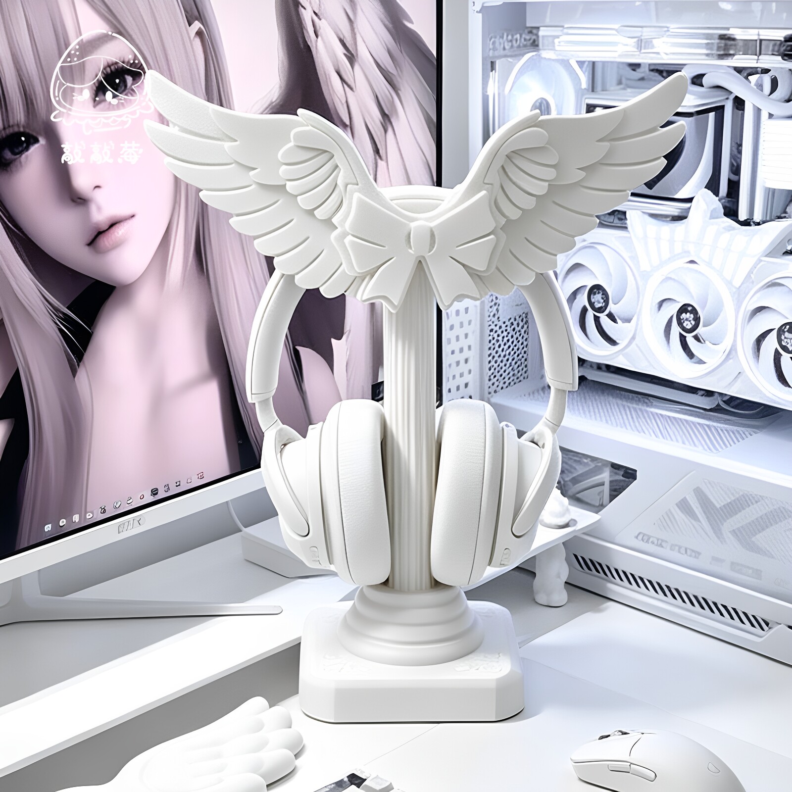 Headphone Stand Desk - 귀여운 천사 날개 모양의 헤드셋 거치대,