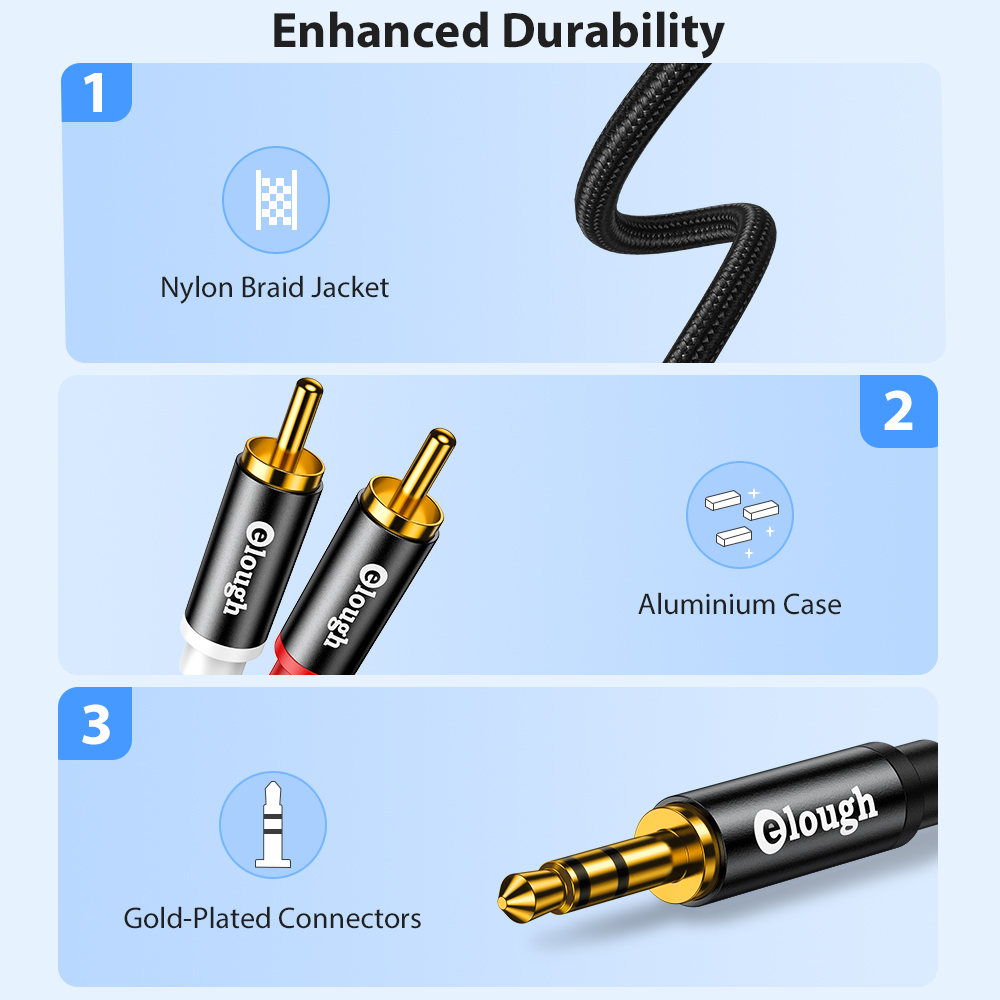 Elough RCA 케이블 AUX RCA 스피커 케이블 - Cable Extension 3.5 리뷰 및 가격